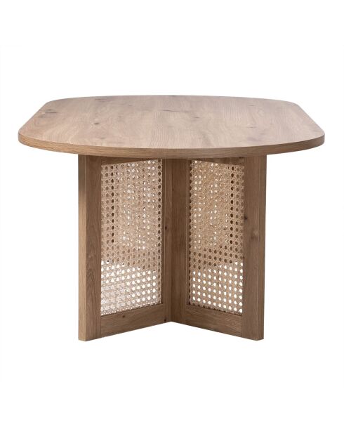 Table basse Talia ovale avec piètements rotin - L.120 cm