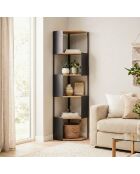 Étagère d'angle Eklo 5 niveaux avec flancs en métal noir - H.172 cm