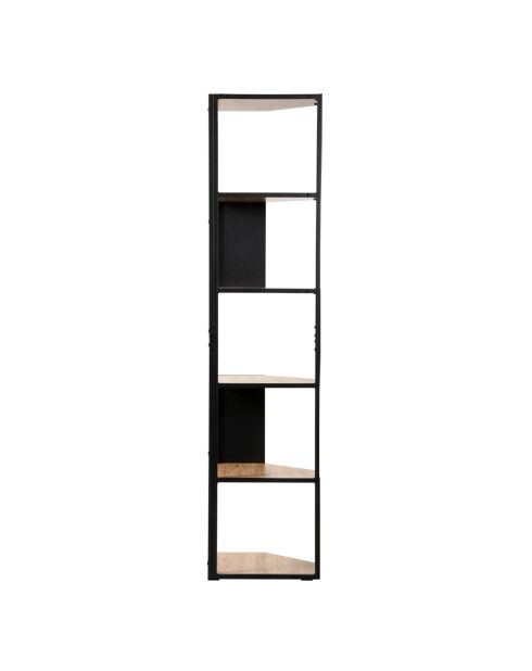 Estante de esquina Eklo de 5 niveles con laterales de metal negro, H.172 cm