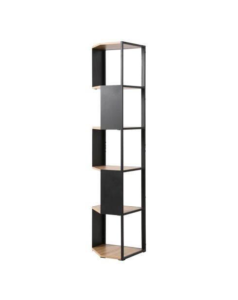 Estante de esquina Eklo de 5 niveles con laterales de metal negro, H.172 cm