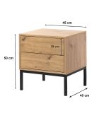 Table de chevet Lenny 2 tiroirs décor chêne - H.50 cm