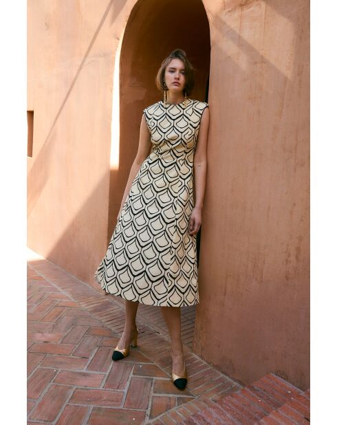 Robe en coton Column Colmena noire