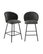 Lot de 2 tabourets Sorrel en tissu chiné et pieds en métal noirs