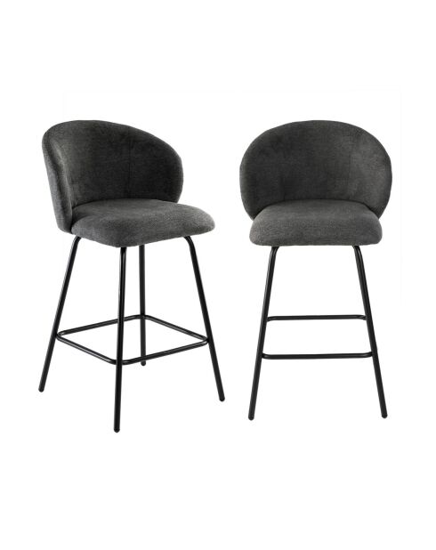 Lot de 2 tabourets Sorrel en tissu chiné et pieds en métal noirs