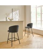 Lot de 2 tabourets Sorrel en tissu chiné et pieds en métal noirs