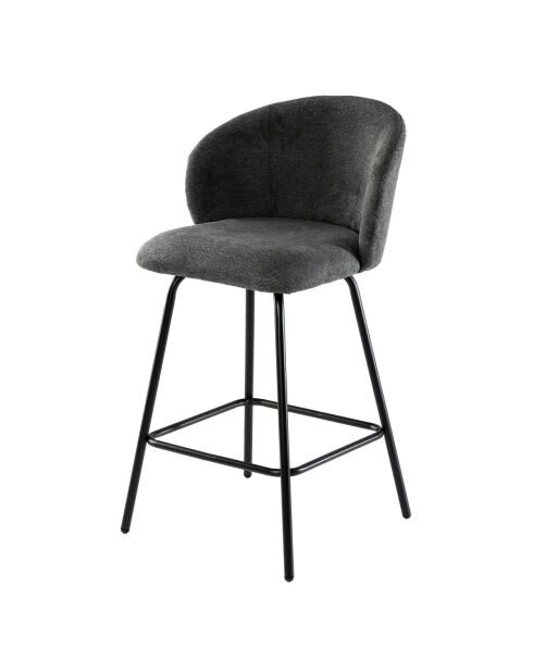 Lot de 2 tabourets Sorrel en tissu chiné et pieds en métal noirs