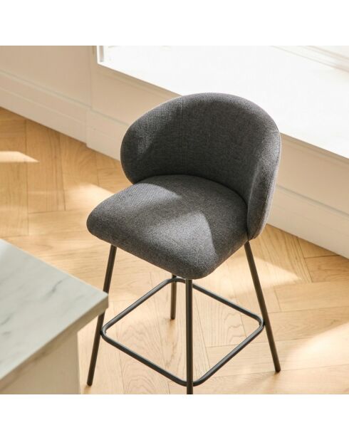 Lot de 2 tabourets Sorrel en tissu chiné et pieds en métal noirs