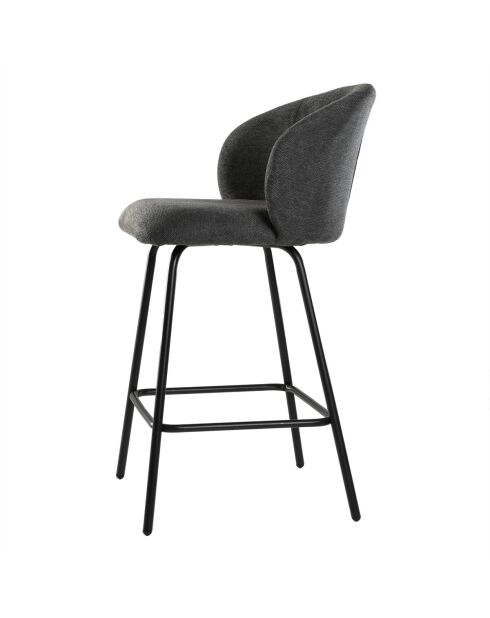 Lot de 2 tabourets Sorrel en tissu chiné et pieds en métal noirs
