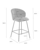 Lot de 2 tabourets Sorrel en tissu chiné et pieds en métal noirs