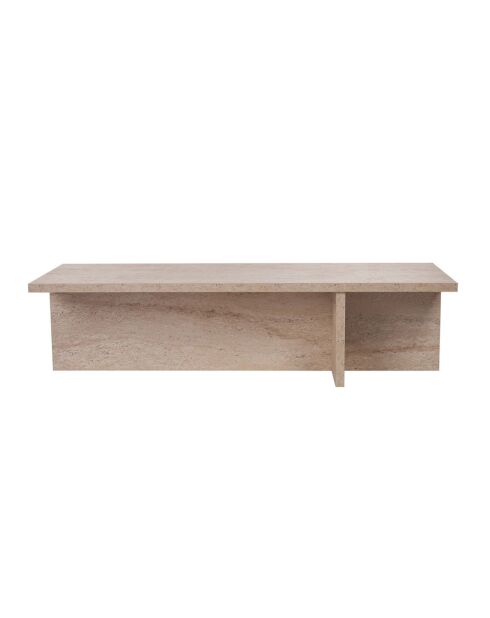 Table basse Harbor avec plateau rectangulaire et pied asymétrique décor travertin - L.120 cm