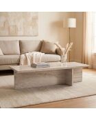 Table basse Harbor avec plateau rectangulaire et pied asymétrique décor travertin - L.120 cm