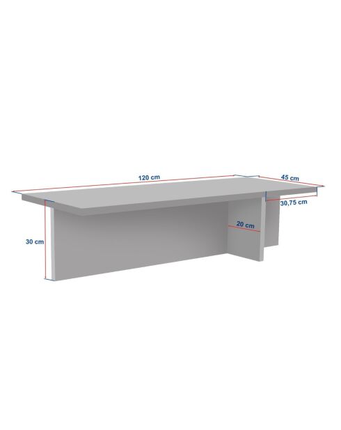 Table basse Harbor avec plateau rectangulaire et pied asymétrique décor travertin - L.120 cm