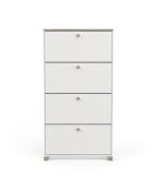 Zapatero de 4 plazas con decoración en roble kronberg y blanco - L.80,8 cm