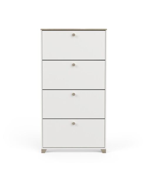 Zapatero de 4 plazas con decoración en roble kronberg y blanco - L.80,8 cm