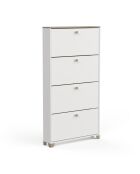 Zapatero de 4 plazas con decoración en roble kronberg y blanco - L.80,8 cm