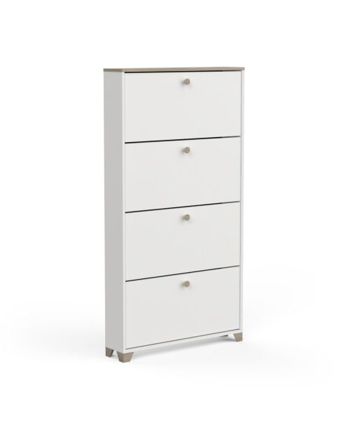 Zapatero de 4 plazas con decoración en roble kronberg y blanco - L.80,8 cm