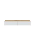Armario suspendido Kaway con 2 solapas y 2 nichos de almacenamiento en blanco y madera clara - L.180 cm