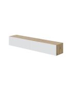 Armario suspendido Kaway con 2 solapas y 2 nichos de almacenamiento en blanco y madera clara - L.180 cm