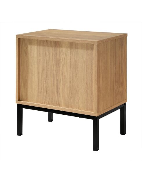 Table de chevet Tara 2 tiroirs effet bois rainuré - H.51 cm