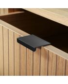 Table de chevet Tara 2 tiroirs effet bois rainuré - H.51 cm