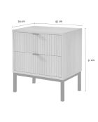 Table de chevet Tara 2 tiroirs effet bois rainuré - H.51 cm