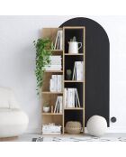 Librería Lily de 4 nichos y 4 estantes con decoración de madera clara, H.150 cm