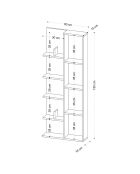 Librería Lily de 4 nichos y 4 estantes con decoración de madera clara, H.150 cm