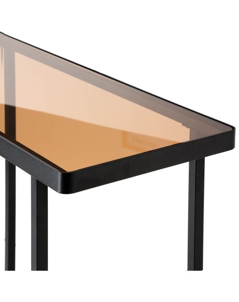 Console Ora avec deux plateaux en verre fumé - L.80 cm