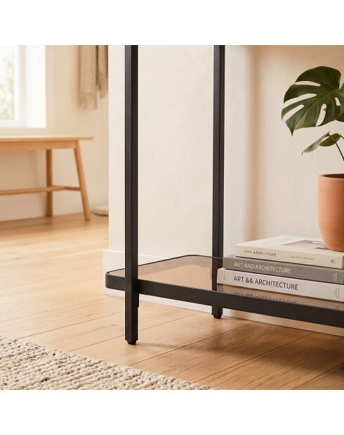 Console Ora avec deux plateaux en verre fumé - L.80 cm