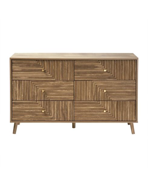 Eden dressoir met 6 laden gelamineerde gevels met houten decor - L.120 cm