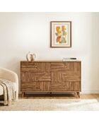 Eden dressoir met 6 laden gelamineerde gevels met houten decor - L.120 cm
