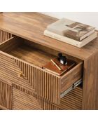 Eden dressoir met 6 laden gelamineerde gevels met houten decor - L.120 cm