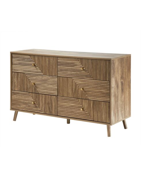 Eden dressoir met 6 laden gelamineerde gevels met houten decor - L.120 cm