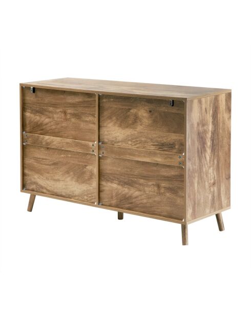 Eden dressoir met 6 laden gelamineerde gevels met houten decor - L.120 cm