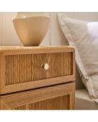 Comodino Ava 1 anta e 1 cassetto con frontali in laminato con decoro in legno marrone chiaro - H.71 cm