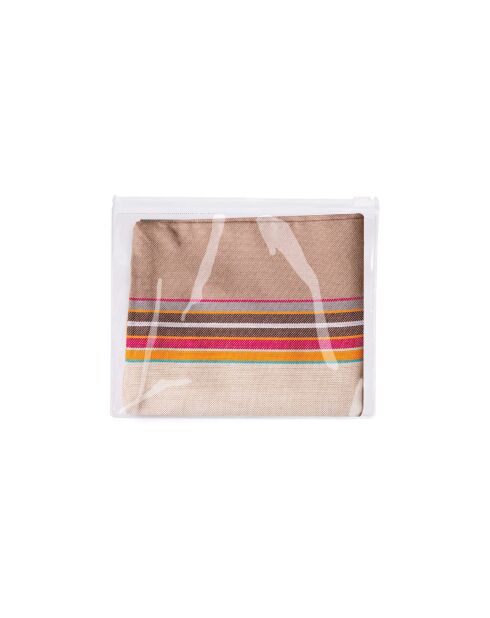 Coussin de plage gonflable en kikoy Lamu taupe - 26x40 cm