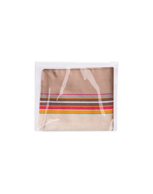 Coussin de plage gonflable en kikoy Lamu taupe - 26x40 cm