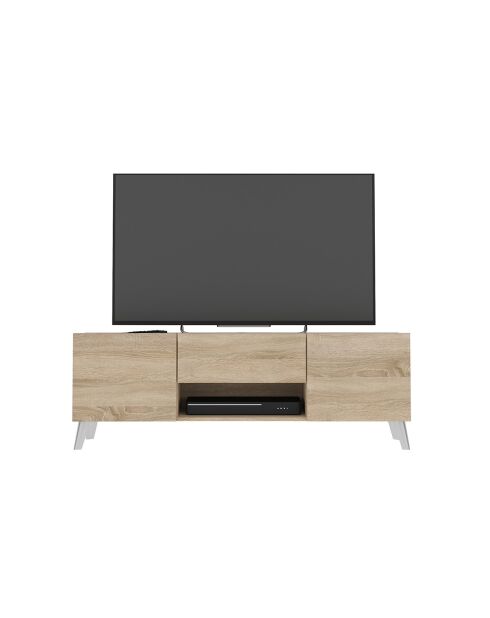 Brighton TV-Ständer 2 bis 2 Türen 1 Schublade aus hellem Holz und weißen Farben - L.140 cm