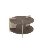 Table basse Milo ronde double plateau coloris noyer et travertin - D.70 cm