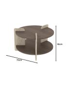Table basse Milo ronde double plateau coloris noyer et travertin - D.70 cm