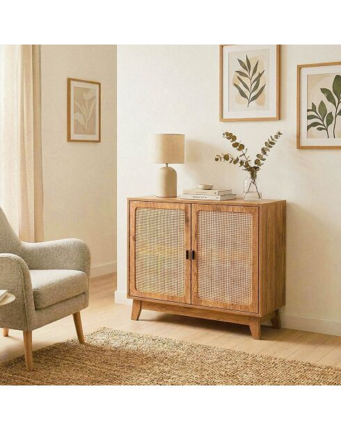 2-türiges Sideboard Alia mit Rattangeflecht, L.80 cm