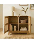 Aparador Alia de 2 puertas con toldo de ratán - L.80 cm