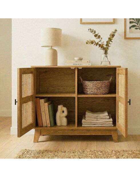 2-türiges Sideboard Alia mit Rattangeflecht, L.80 cm