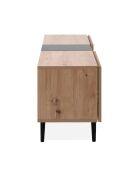 TV-Ständer Nola 2 Klappen und 2 Nischen mit handgefertigtem Eichendekor und schwarzem Dekor - L.160 cm