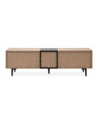TV-Ständer Nola 2 Klappen und 2 Nischen mit handgefertigtem Eichendekor und schwarzem Dekor - L.160 cm