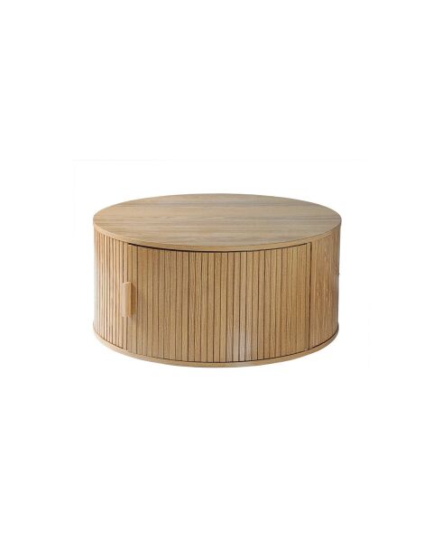 Table basse Ernest ronde avec rangement décor bois clair - D.75 cm