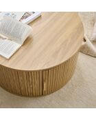 Tavolino rotondo Ernest con contenitore decorativo in legno chiaro - D.75 cm