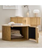 Tavolino rotondo Ernest con contenitore decorativo in legno chiaro - D.75 cm