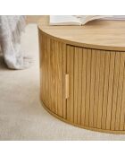 Tavolino rotondo Ernest con contenitore decorativo in legno chiaro - D.75 cm