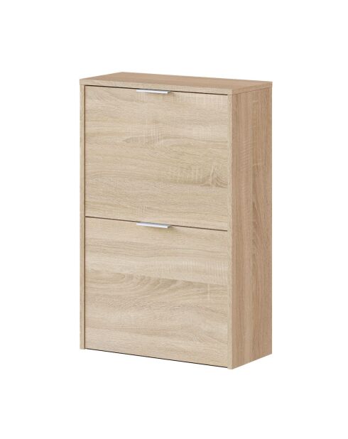 Zapatero Zapateros con 2 solapas con decoración de madera clara - L.50 cm